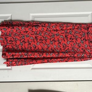 Floral red wrap around skirt